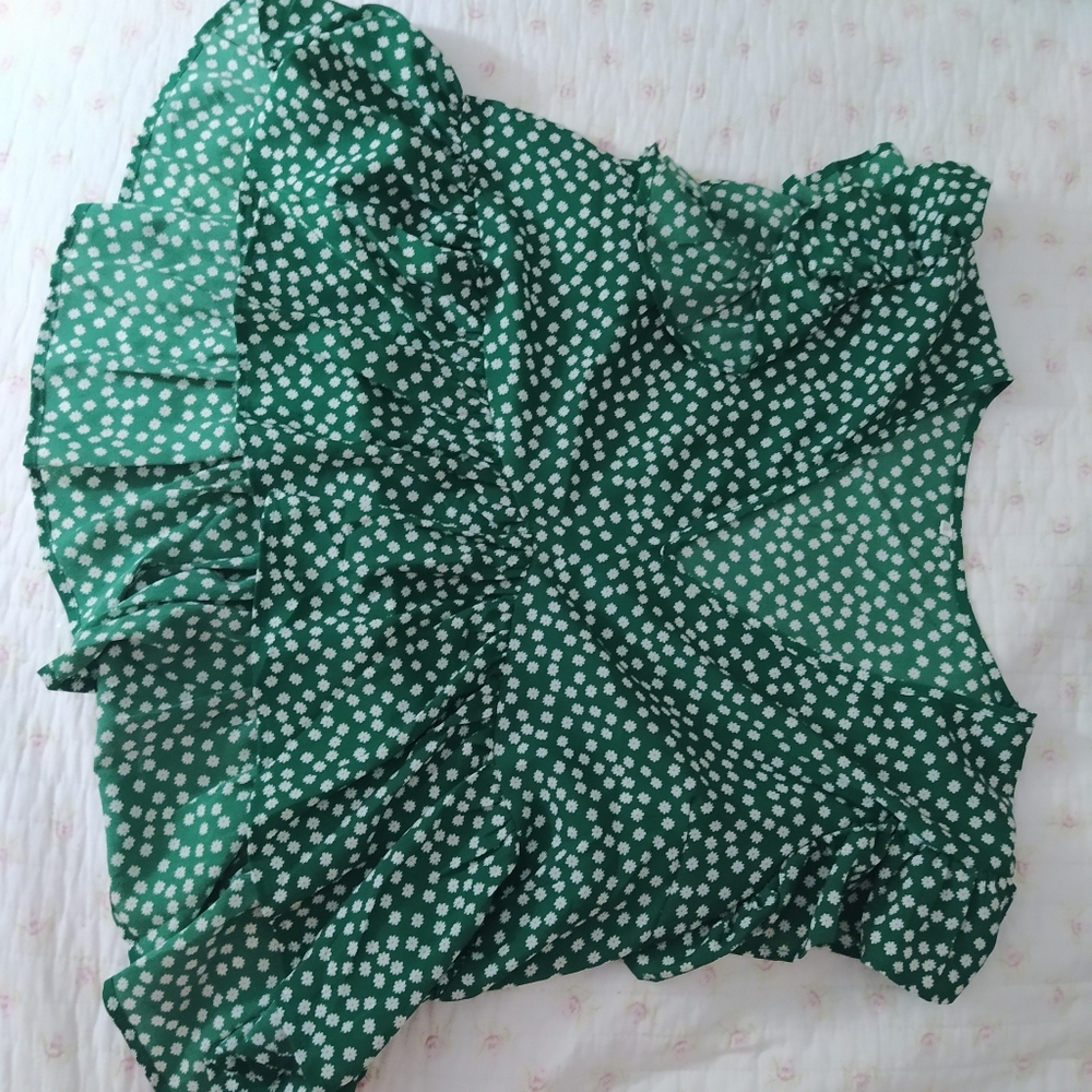 Spring Sale 2xl shein green flower print  top